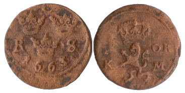 Karl XI, 1/2 �re KM, 1663