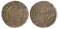Karl XI, 1/16 Taler (Dutchen), 1670