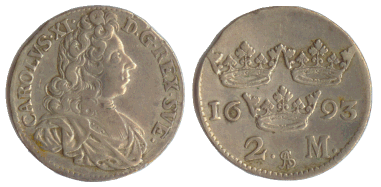 Karl XI, 2 mark, 1693