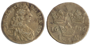 Karl XI, 1 mark, 1696